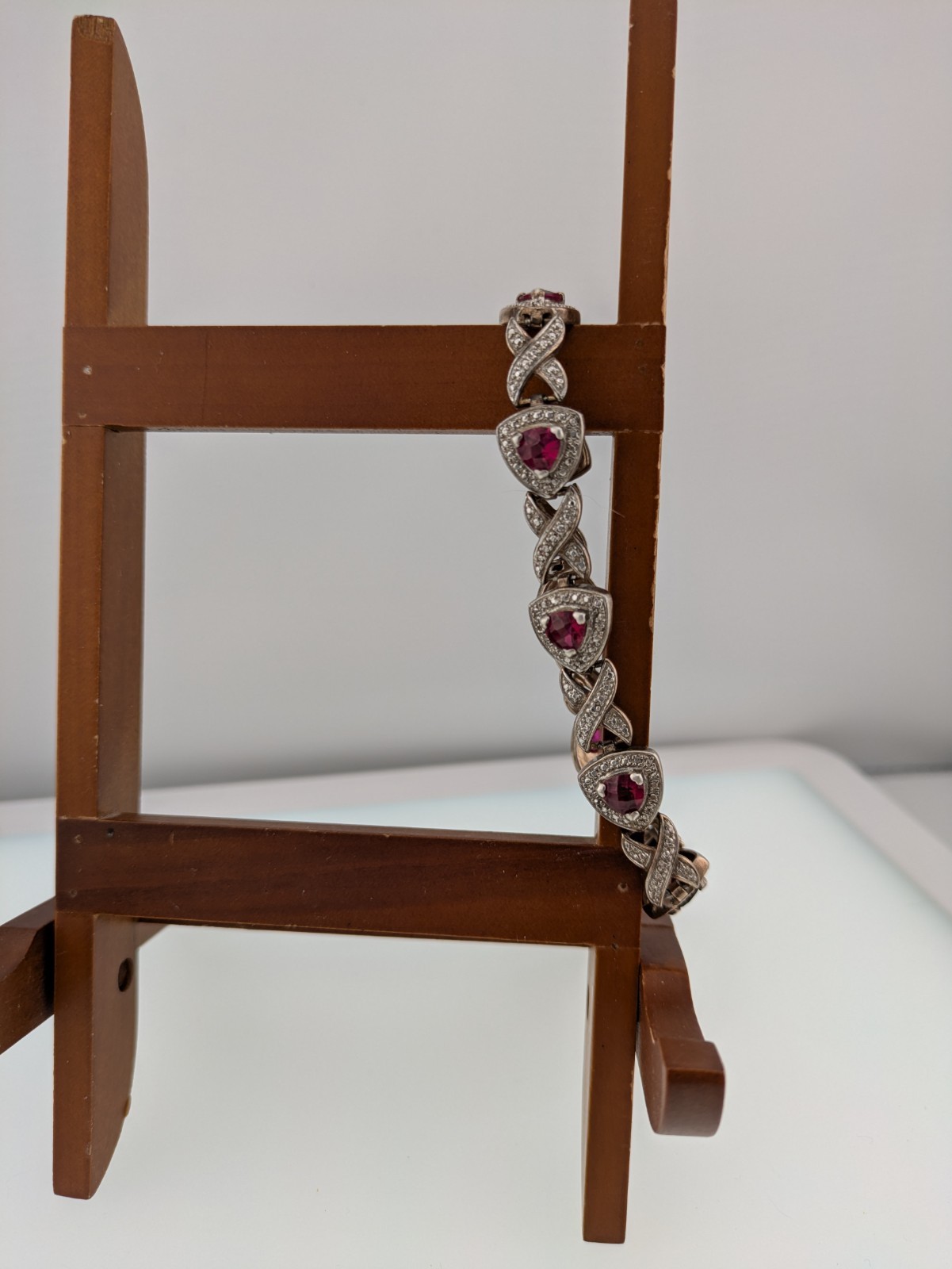 10ct Ruby Sterling Silver Bracelet 925 Tennis 8" … - image 4