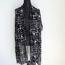 Harry Potter Scarf Wizarding World Spell Script Wrap, Unisex OS Black