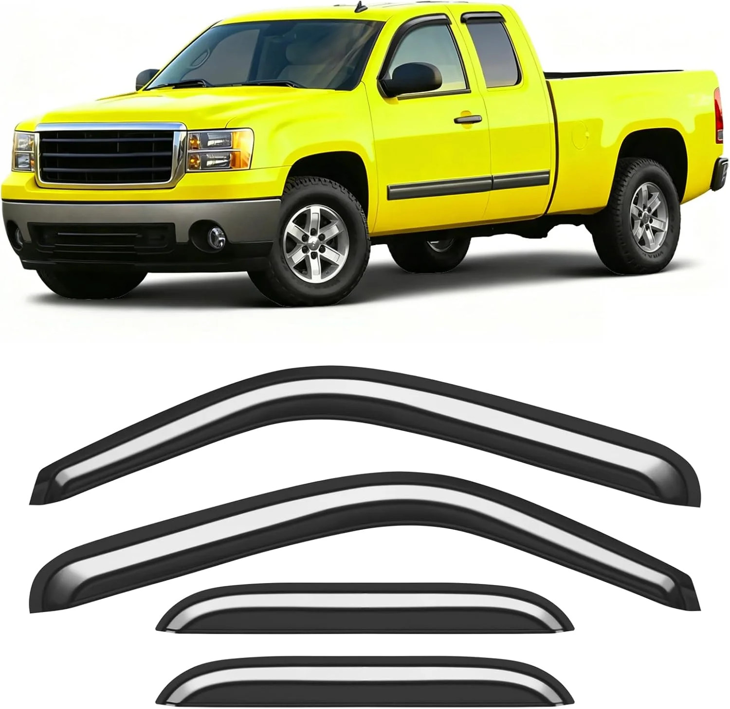 Window Rain Guards for Chevy Silverado/GMC Sierra Extended Cab 1999-2006 Durable