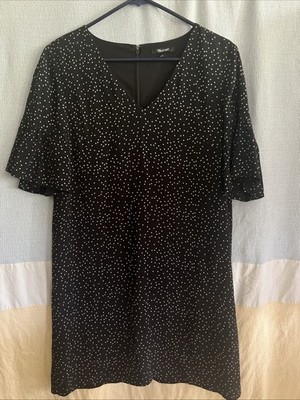 Flirty Dotted Madewell Women s Knee Length Black Shift Dress Size 0