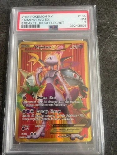 2015 BREAK THROUGH FULL ART MEW TWO SECRET RARE PSA 7
