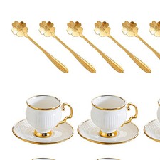 18 pcs ceramic coffee cup and saucer set (6 cups, 6 saucers, 6 spoons) Tea Cup