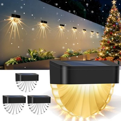 4er Pack Solarleuchten für Gartenzaun, RGB + Warmweiß,  , Wandmontage