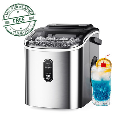 Simzlife Countertop Ice Maker Handle Portable 9 Bullet Ice In 6 Mins, 26Lbs/24H