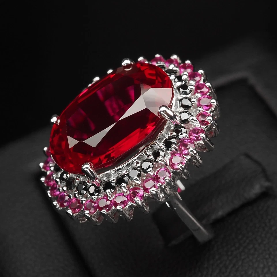 Favolosi anelli placcati in argento sterling 925 18,10 ct con spinello... - Immagine 4 di 4