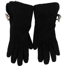 Hermès Black Suede Kelly Gloves
