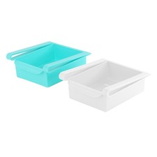 Fridge Shelf Organiser Space Saving Cupboard Drawer Storage Baskets Set of 2