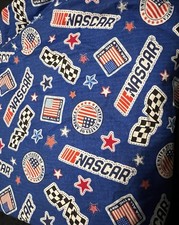 Nascar red white blue racing 100 cotton fabric 36 x 40" wide 1 Yard