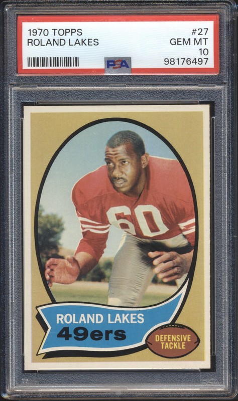1970 Topps Football Roland Lakes #27 PSA 10 GEM MINT 49ers POP 3