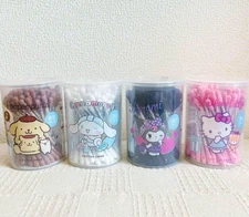 Kitty Cinnamonroll Pompompurin Kuromi Cotton Swabs Q-tips 80pcs x 4 Daiso Japan