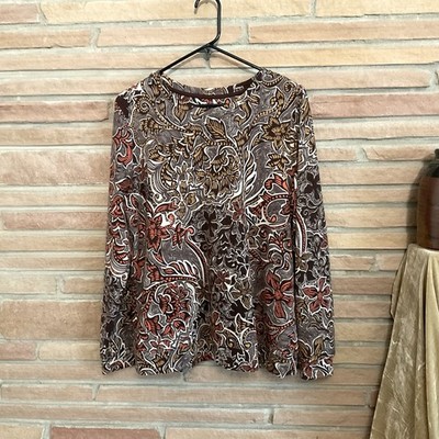 D&Co. Boho Patterned Long Sleeved Top Medium