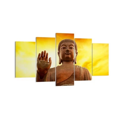 Cuadro Sobre Lienzo 160x85cm Cuadros Pared Buda piedra puesta de sol Wall Art - Imagen 1 de 4