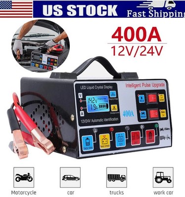 Heavy Duty Car Battery Charger 12V 24V Smart Automatic Pulse Repair Trickle New