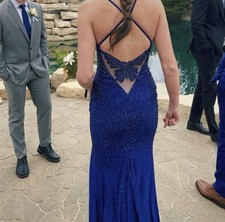 Elle Wilde Blue Butterfly Prom Dress Size 2