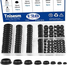 130PCS 8 Sizes Black Rubber Plugs for Round Holes Silicone Plugs 1" 3/4" 5/8"...