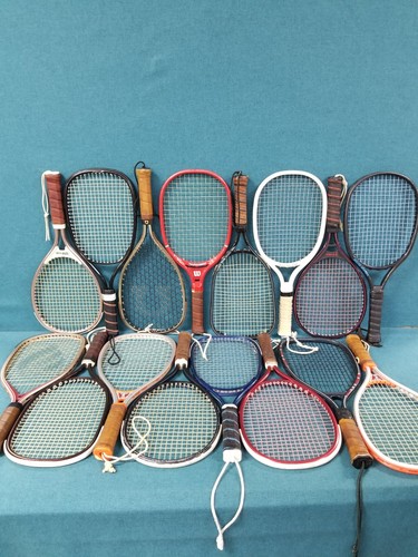 Vintage Lot of 16 Racquetball Racquets w/ Mix Sizes & Brands - Wilson, Eagle +