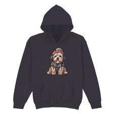 Flauschiger Hund Hunde Tiere Kinder Hoodie Winter Puffer Jacke Grafik Pullover