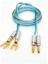 8.5mm Y U Fork Spade to 4mm Bananas Plug Audio Speaker amplifier cable 1 6FT