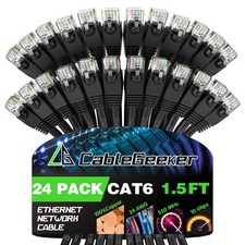 Cat 6 Patch Cables 1.5 ft 24-Pack - Cat 6 Ethernet Cable Snagless RJ45 Cat6 P...