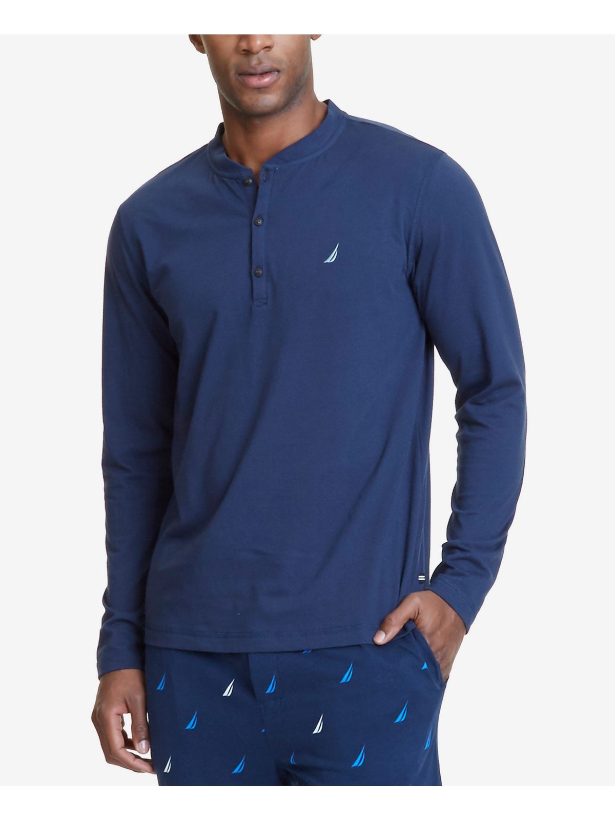 МУЖСКАЯ повседневная рубашка из хлопка С графическим логотипом NAUTICA SLEEPWEAR из темно-синего хлопка XXL