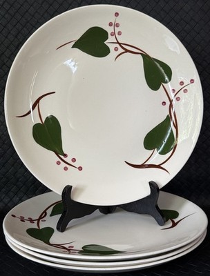 Canonsburg Pottery 9 Inch Dinner Plates Set Of 4 Stanhome Ivy Skyline USA c1955