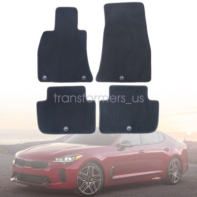 2018-2023 For Kia Stinger Front & Rear Velour Floor Mats Carpet Anti-Slip Black