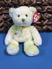 Ty Beanie Baby FLORA the Green Ty-Dyed Bear 7.5" Plush Stuffed Toy
