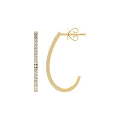 Mode-Creolen 10 Karat Gelbgold rund im Labor gezüchteter Diamant für Frauen