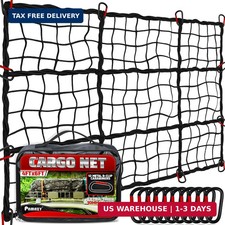 4'x6' Cargo Net for Pickup Truck Bed Stretch to 8'x12' Heavy-Duty 10mm Bed Net