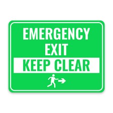 Classic Framed Plus Emergency Exit   Keep Clear Door or Wall Sign