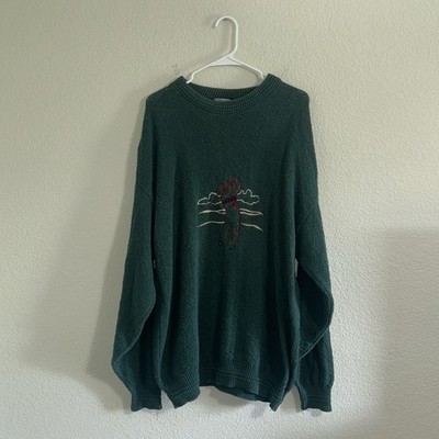 Vintage Knightsbridge Green Sweater Embroidered Golf Men's XL Made in USA
