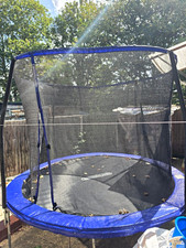 Round Below 8ft Spring Trampoline Steel Frame Safety Enclosure Net Blue/Black
