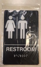 Braille Unisex Bathroom Sign 9 x 6 Inches Restroom Signs with Self-Adhesive