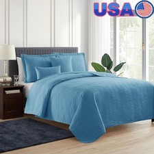 Lightweight Microfiber Quilt Set Soft Bedding W/ Pillow Shams Euro Sham New