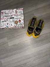 DOLCE & GABBANA Men Crystal DG Logo Slip-On Sneaker SORRENTO Yellow Black   