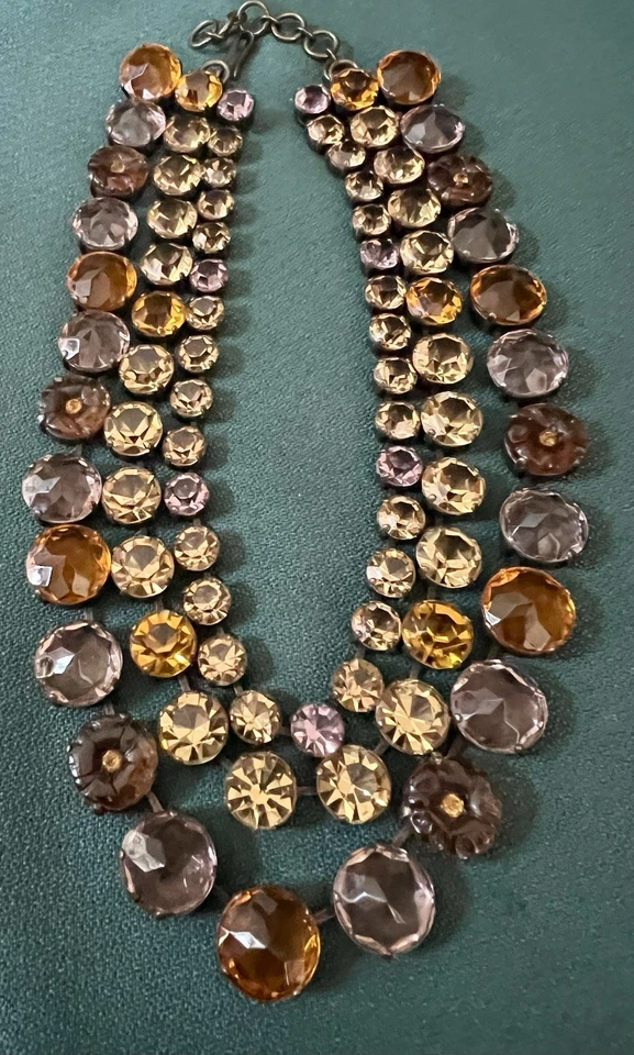 J.L. BLINE PARIS FRANCE 3 ПРЯДЬ НАГРУДНИК ОЖЕРЕЛЬЕ РЕЗНОЕ СТЕКЛО МНОГОЦВЕТНЫЙ ВИНТАЖНЫЙ 80-Х - Изображение 4 из 4