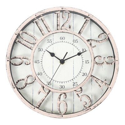 Vintage Wall Clock 12 Inch Ornate Metal Clock Beige