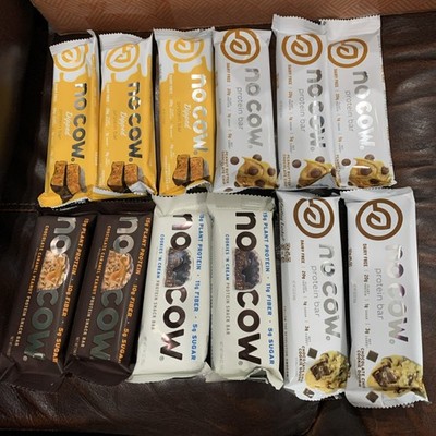 No Cow Protein Bars, Brand Sampler Pack -  20g Vegan Protein 12 Ct (READ)