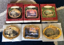 Hallmark Thomas Kinkade Victorian Christmas Ornament Lot Ceramic 1997 1998 2000