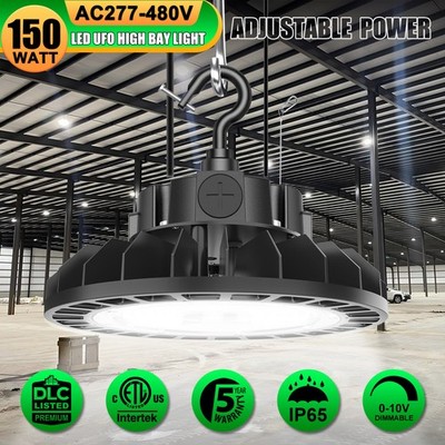 480 Volt LED UFO High Bay Light 150W 120W 90W Adjustable Commercial Shop Lights