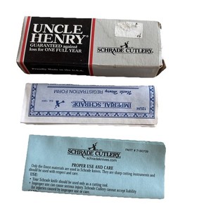 VINTAGE SCHRADE UNCLE HENRY 12UH ROADIE EMPTY POCKET KNIFE BOX & PAPERWORK USA