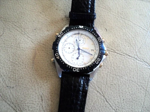 Vintage Seiko 7T42 6A00 ALARM Chronograph Quartz watch WORKING -PLEASE READ