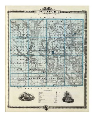 Vintage Karte Poster Wandbild von Decatur County Premium Qualität
