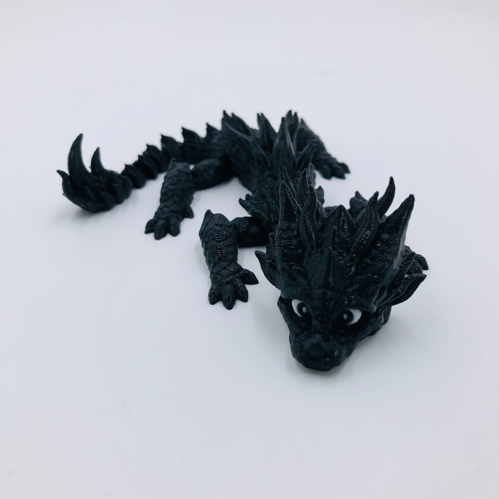 3D Printed Cute Black Baby Dragon Mystical Dark Articulating 6.5 Inch US Made