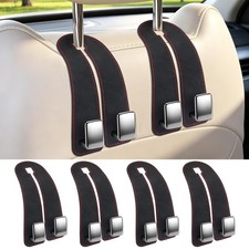 Car Headrest Hooks 4-Pack Suede Seat Organizer with Metal Core
