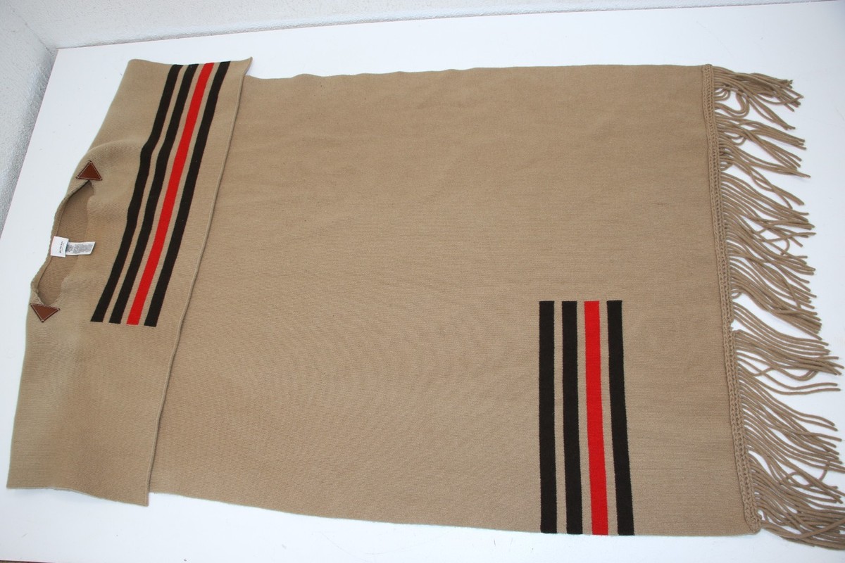 Burberry 141 X 85CM Cashmere Striped Cape BURW01W - Brown/Red | eBay