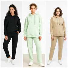 Womens Ladies Tracksuit Fleece Tracksuit Lounge wear Sweater Trouser Co-Ord Set