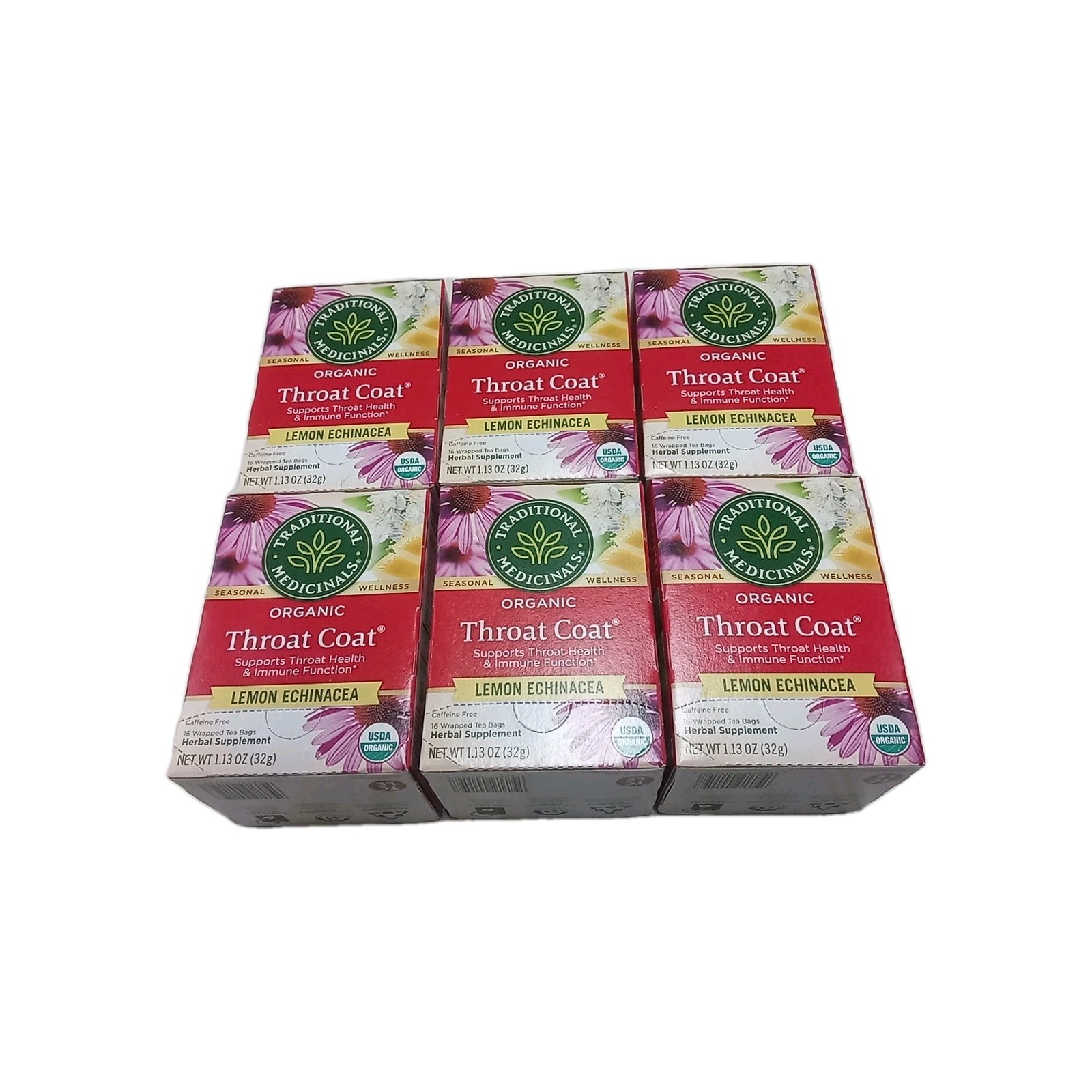 Traditional Medicinals Throat Coat Lemon Echinacea 16 Bag Lo