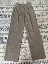 Theory khaki melange straight leg pleat trousers women sz 00 300 retail
