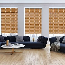 Cordless Bamboo Light Filtering Roman Window Blind Sun Shade with Valence - Tan